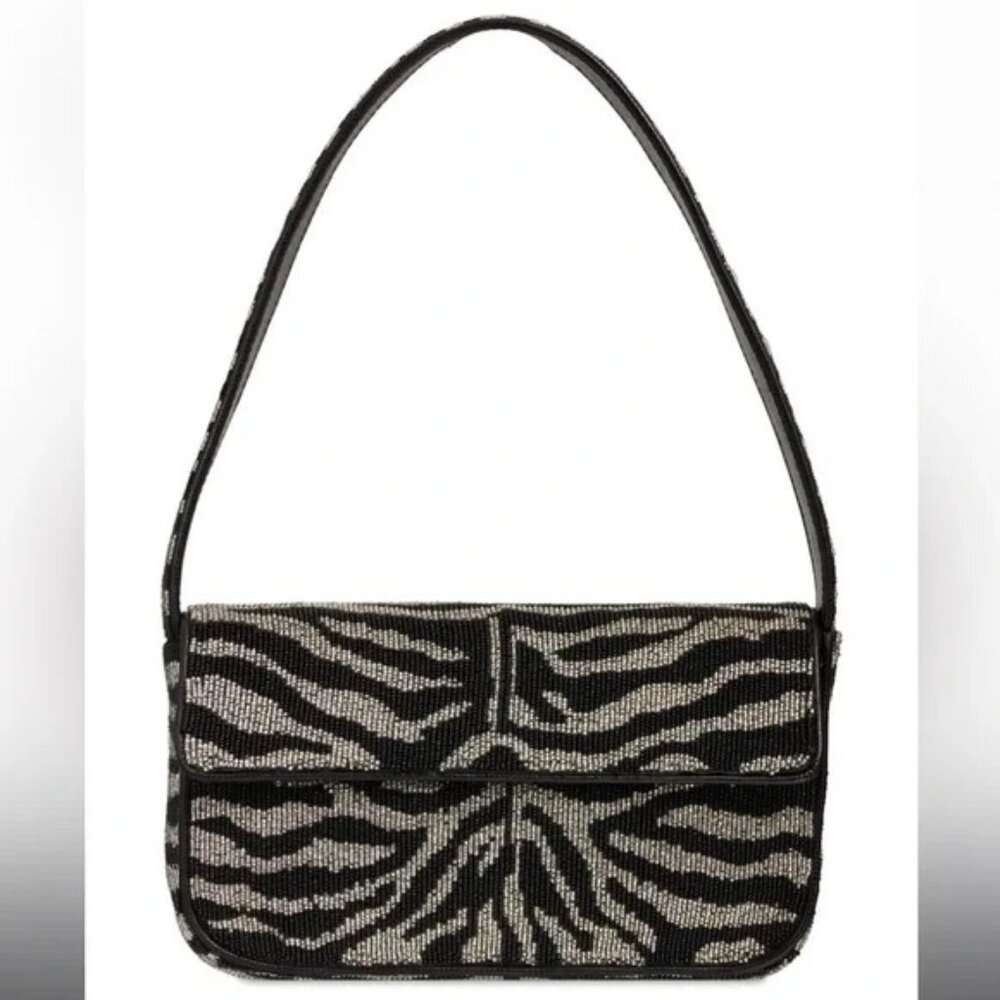 STAUD - Tommy Beaded Bag in Zebra